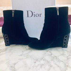 Christian Dior Suede Wedge Booties
